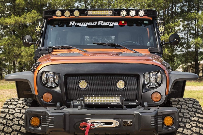 Rugged Ridge مجموعة حراسة يورو النخبة من روجيد ريدج، مصابيح أمامية، أسود محكم | 11230.12 | تناسب جيب رانجلر JK/JKU من 2007-2018 - Image 4